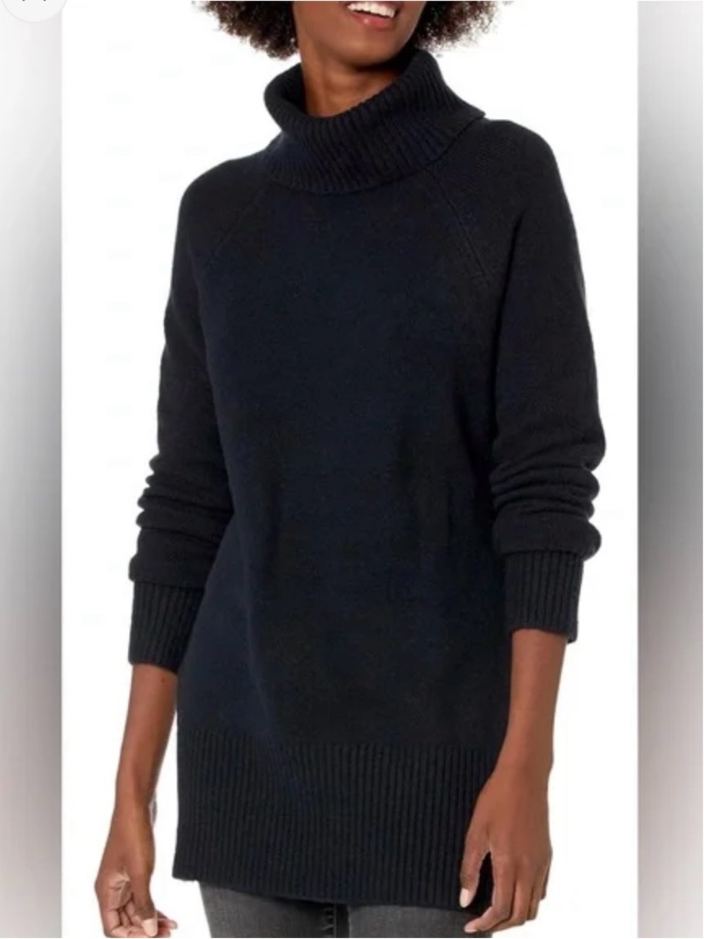 Women’s Slate Navy Quiet Luxury Wool Blend Turtleneck Cozy Knit Sweater